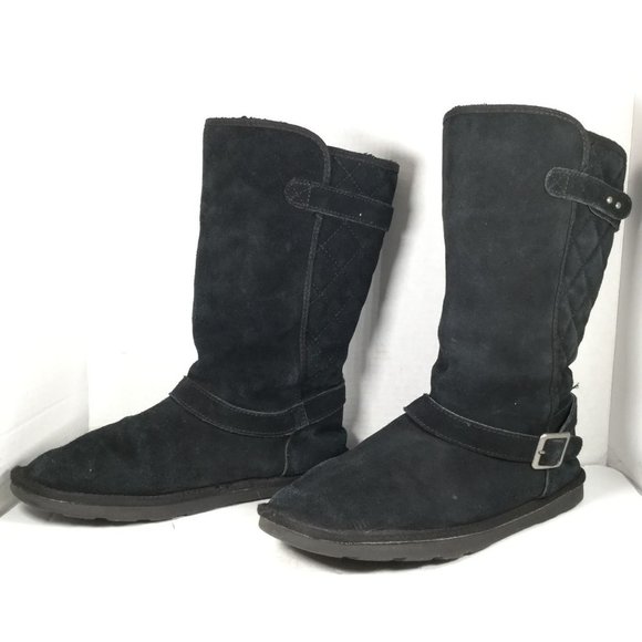 Sonoma Women's Leather Quilted Tall Boots Buckle Detail Black Size 10 - Picture 4 of 10